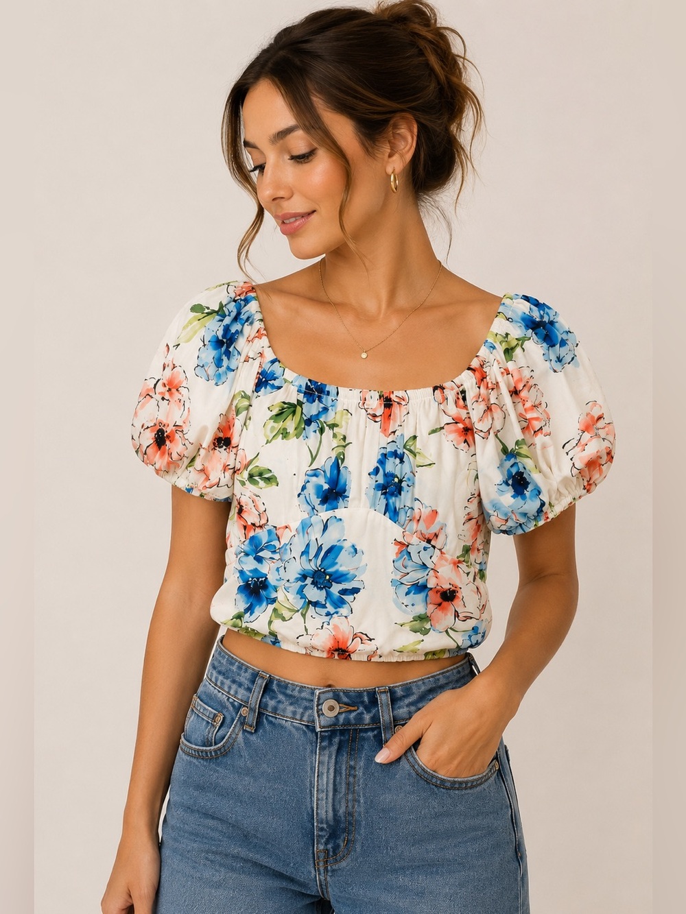 Abercrombie & Fitch size medium white and floral top